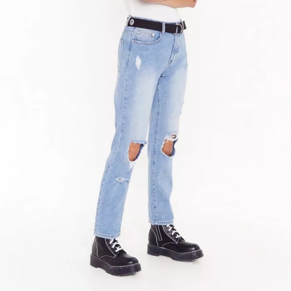 Nasty Gal distressed high-waisted jeans - Picture 1 of 7